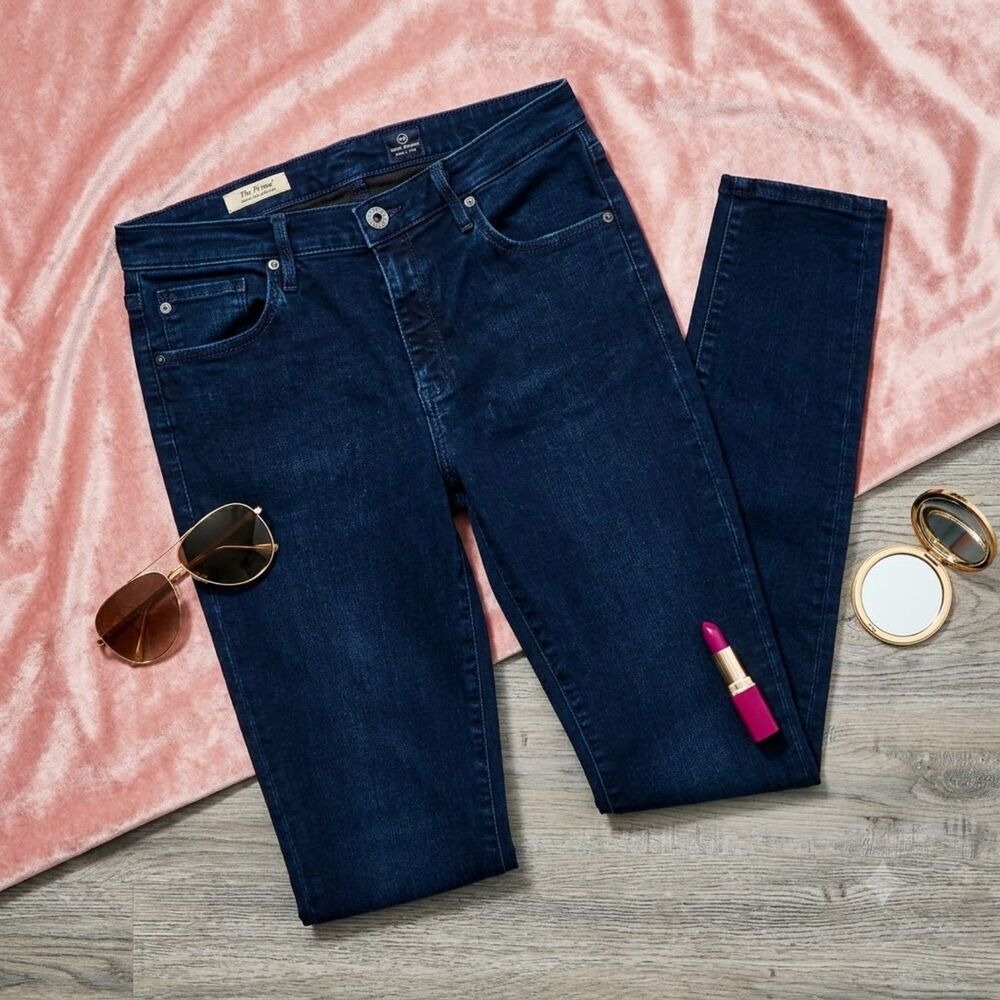 AG Adriano Goldschmied The Prima Mid-Rise Cigarette Jeans Deep Indigo Sz 30